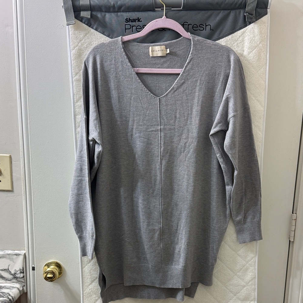 Dreamers Gray V-Neck Sweater